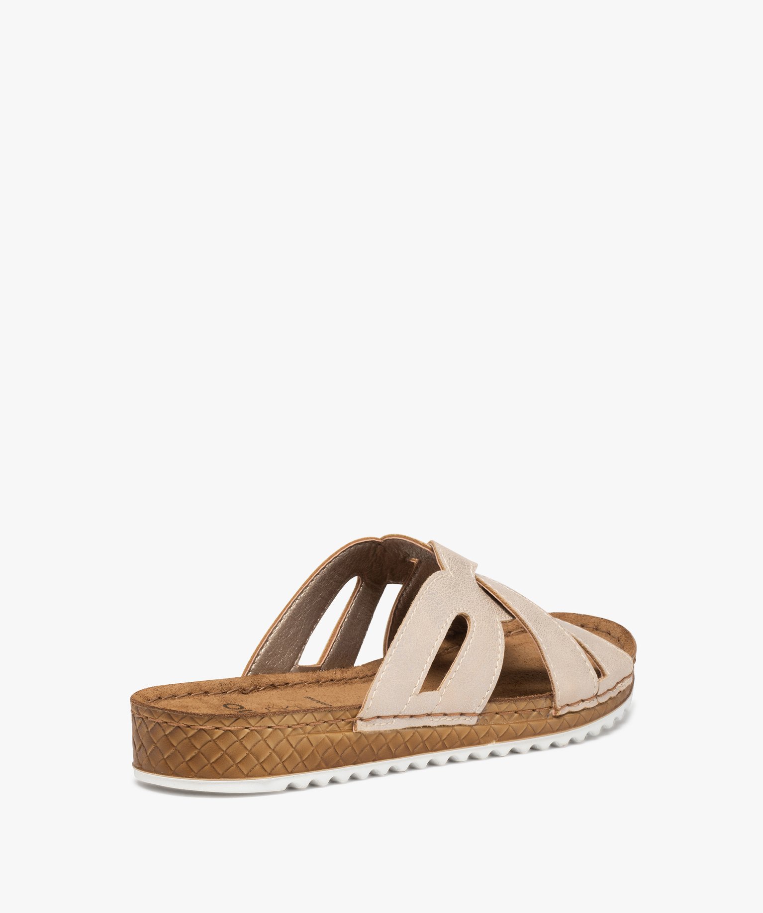 Mules femme extra légères à brides métallisées rose | GEMO