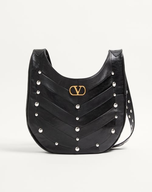 Valentino Garavani Hobo-taske i nappa med chevronmotiv og nitter