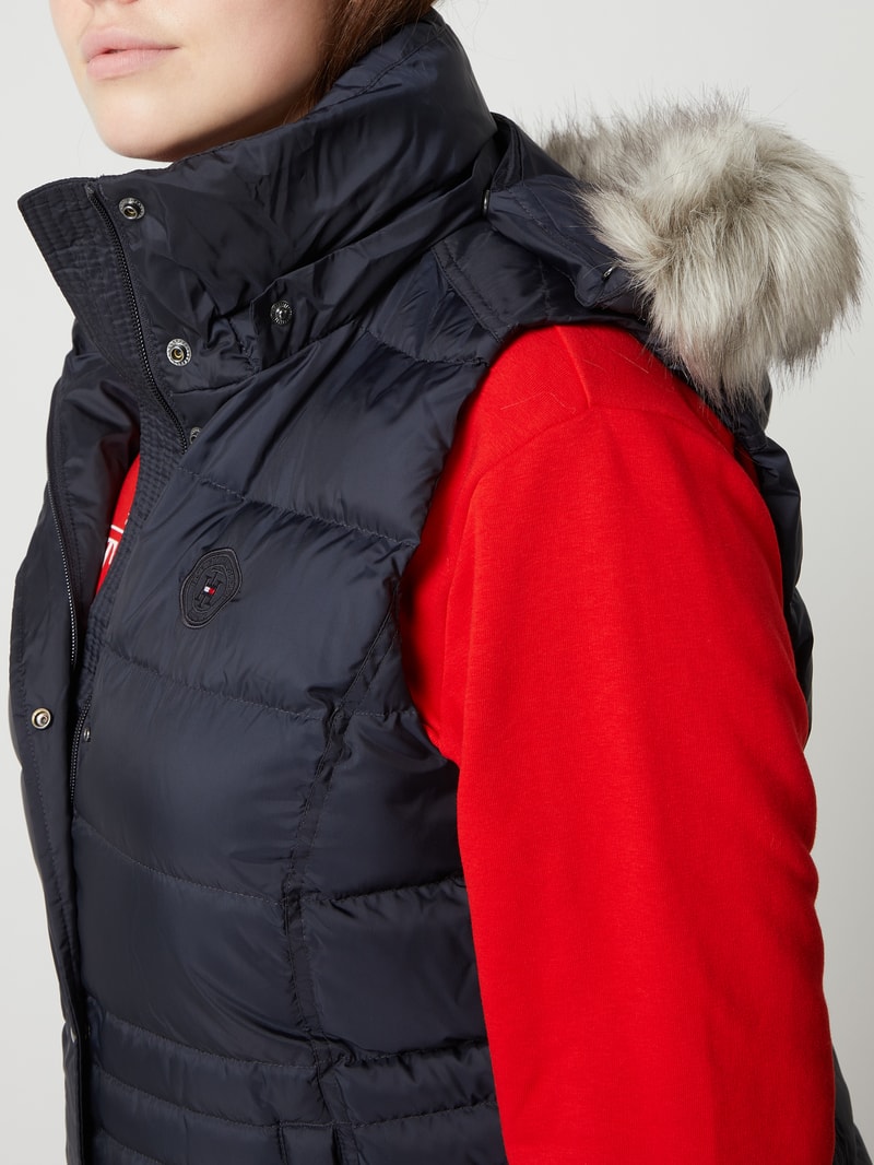 PLUS SIZE Daunenweste mit abnehmbarer Kapuze in marineblau
