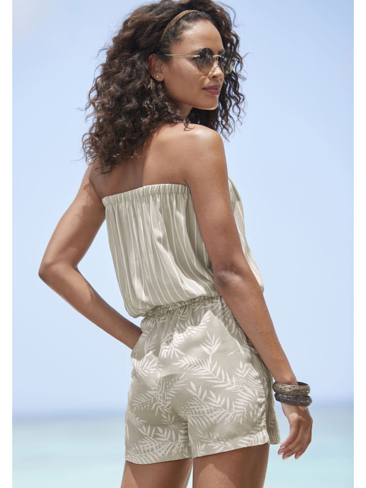LASCANA Kurzoverall in schilfgrün-creme bedruckt günstig kaufen