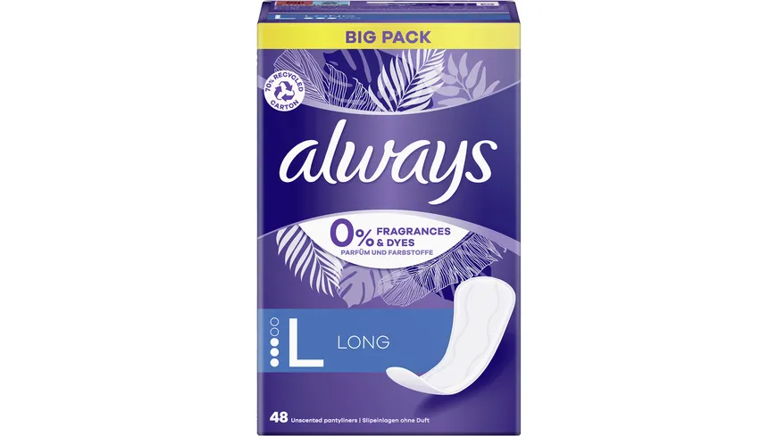 Always DAILY Slipeinlagen Protect Long 0% Duft- & Farbstoffe BigPack 48ST