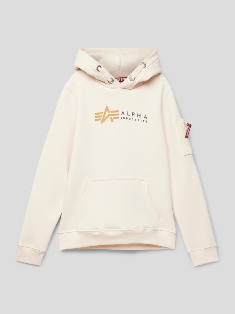 Hoodie mit Label-Print in sand