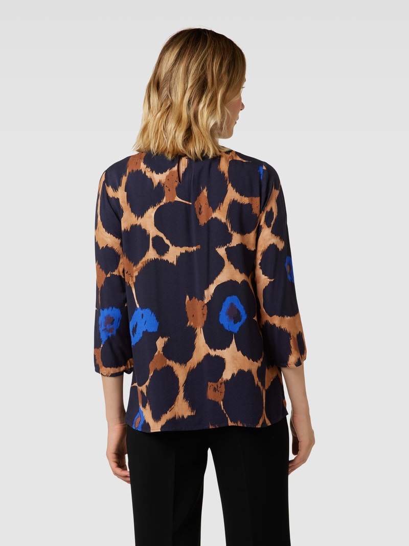 Blusenshirt mit Allover-Muster und 3/4-Arm in royalblau