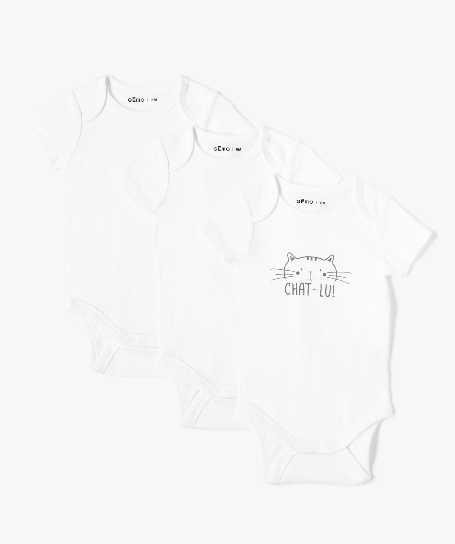 Bodies bébé mixtes à manches courtes et col américain (l... blanc | GEMO
