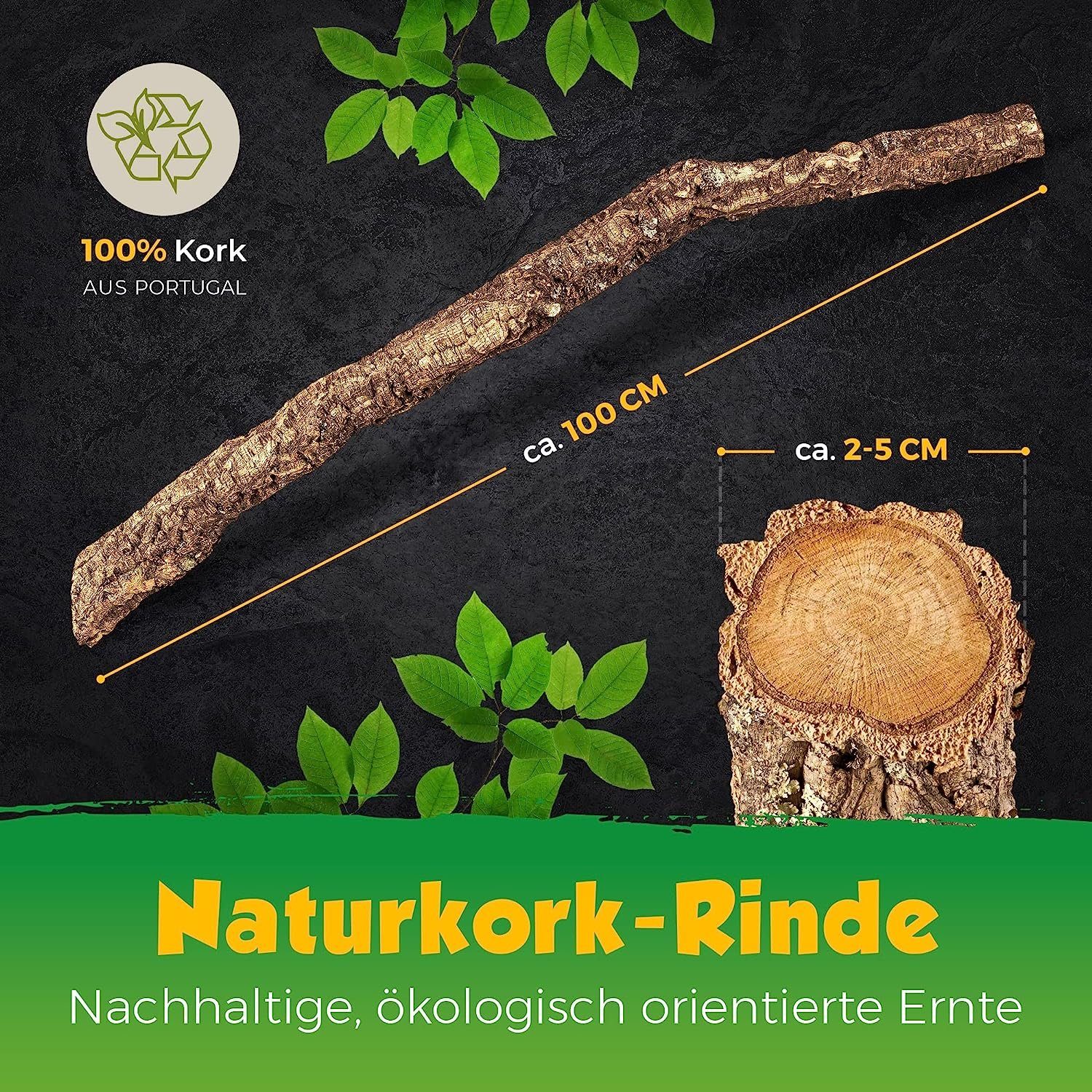 Kork-Deko.de Terrariendeko Ast des Korkbaums (1m Länge) - hitzedesinfiziert und schädlingsfrei