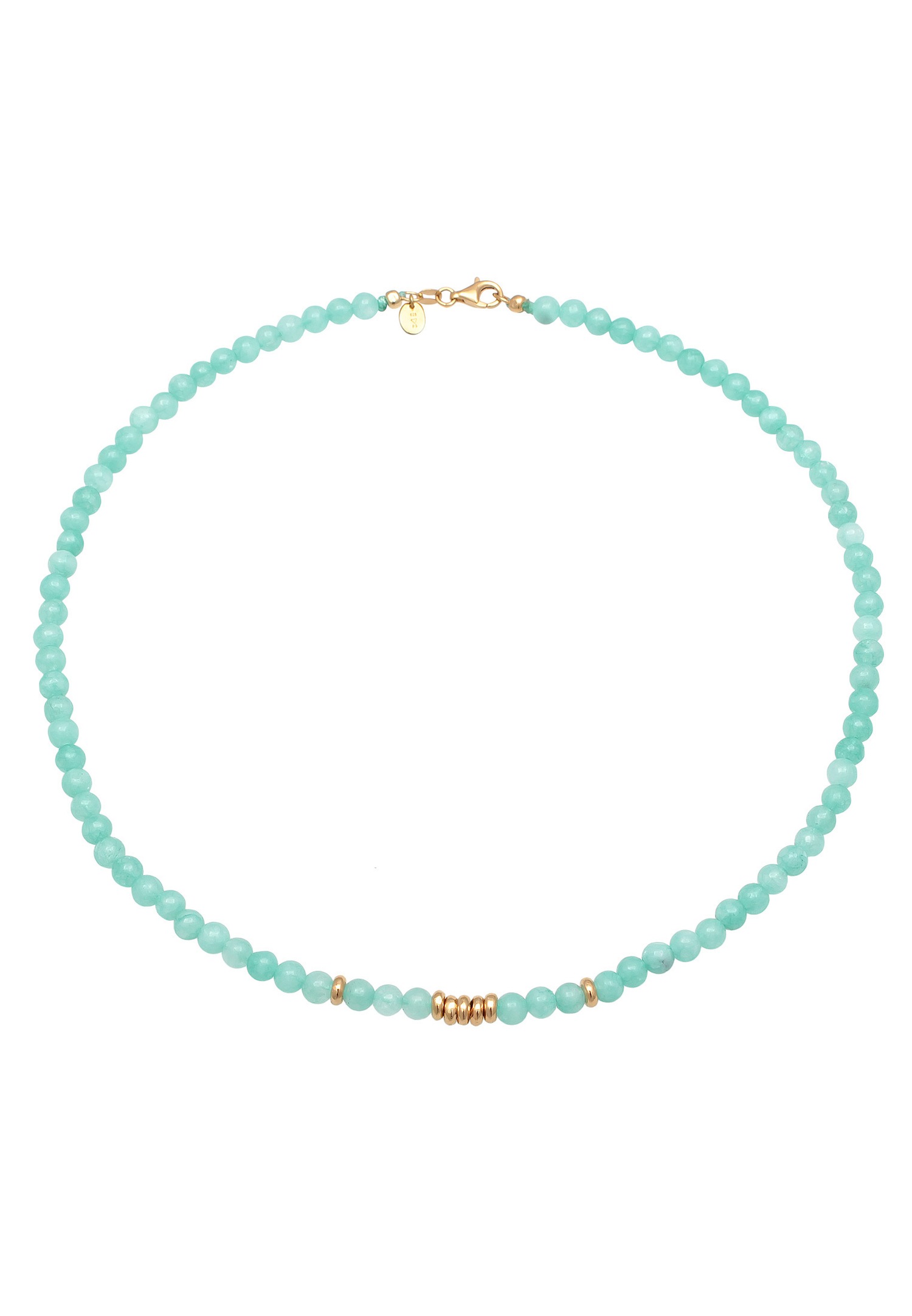 Collana da donna Elli PREMIUM Elli PREMIUM con perline di tendenza e perline di amazzonite in argento sterling 925 placcato oro
