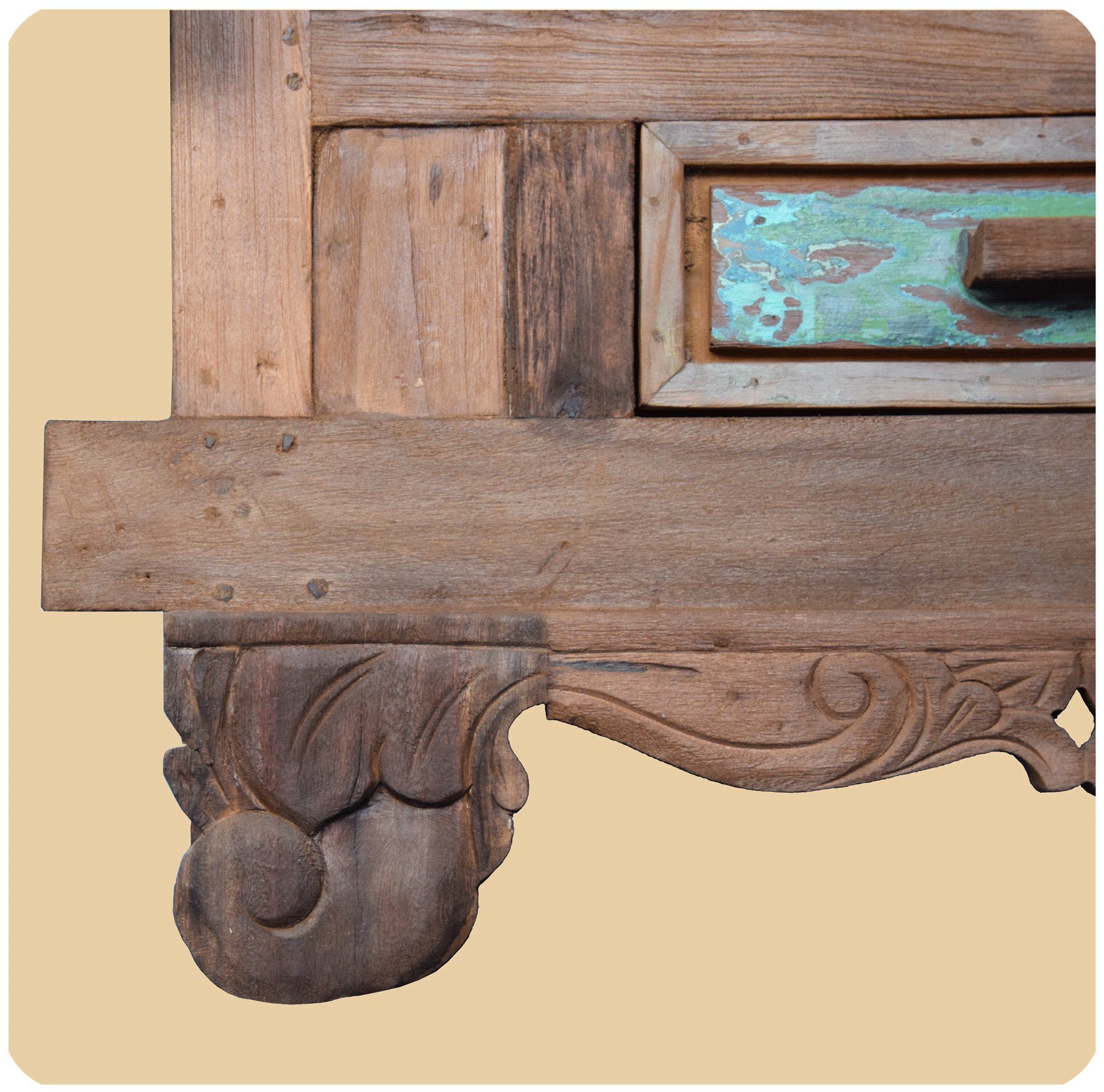 SIMANDRA Bauernschrank Ubud Mod 2. Recycling Teak Holz massiv, Altholz, jedes Stück ein Unikat