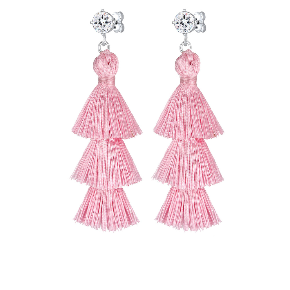 Elli Elli Boucles d'Oreilles Femme Pampil avec Cristaux en Argent Sterling 925 Boucles d'oreilles