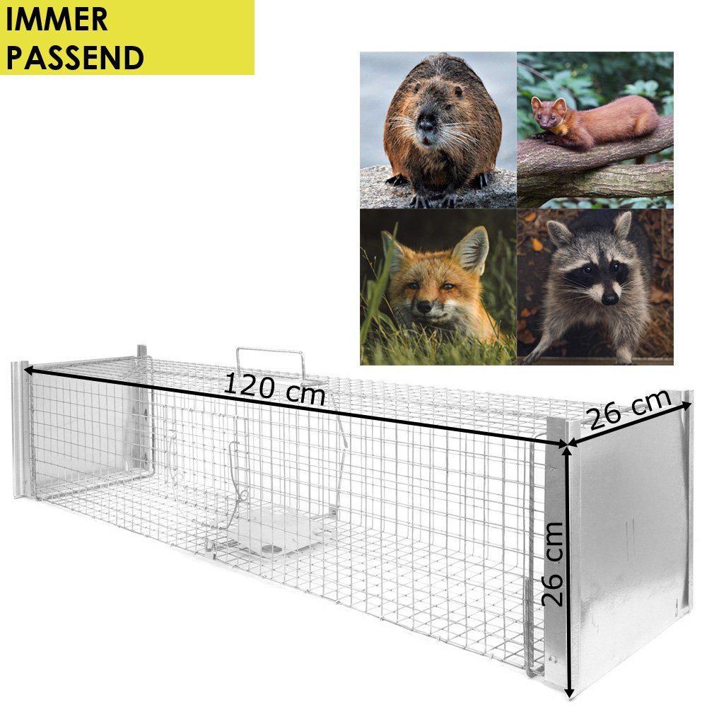 Petigi Köderbox Tierfalle Lebendfalle Marderfalle Stable Drahtfalle 120 x 26 x 26 cm