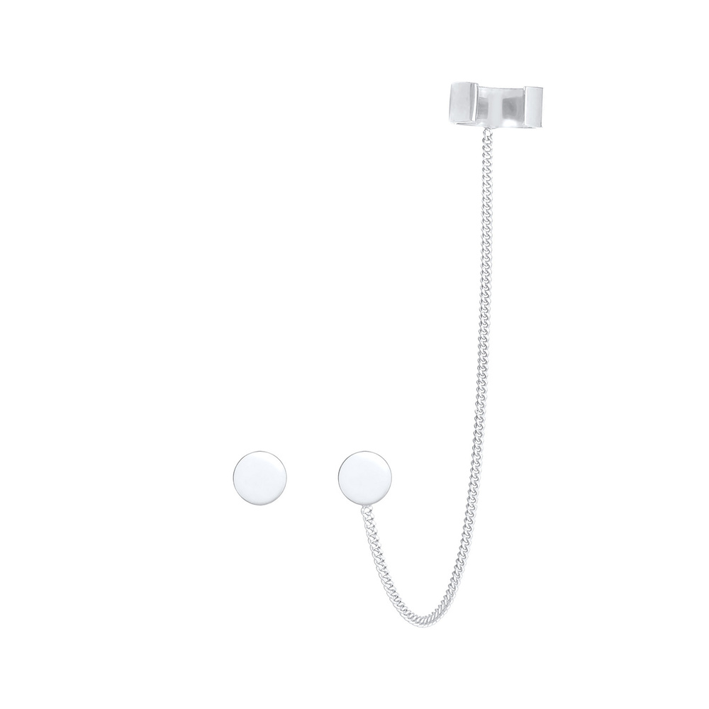 Elli Elli Boucles d'Oreilles Stecker Earcuff Klemme Rund Plättchen 925 Silber Boucles d'oreilles