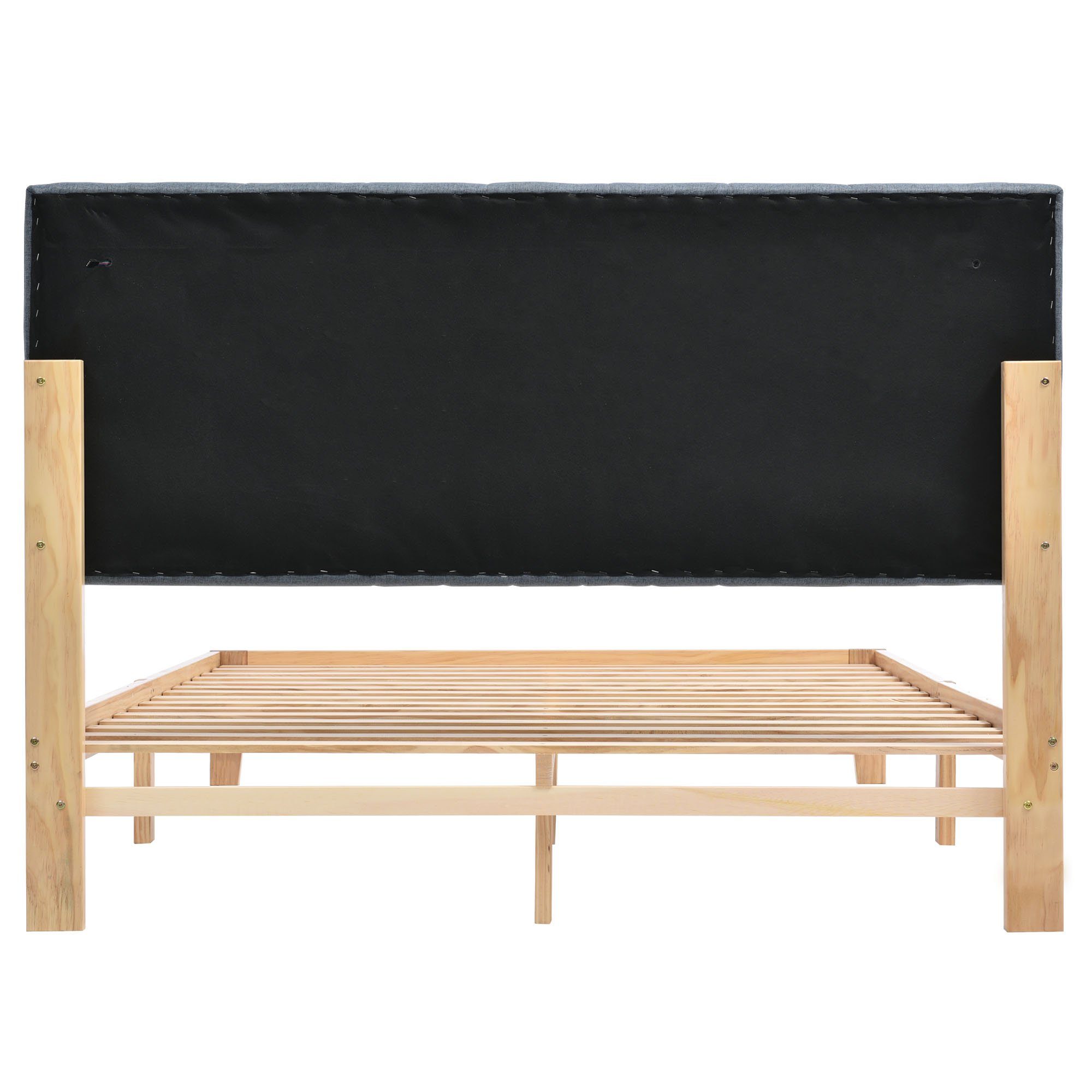 HAUSS SPLOE Holzbett Doppelbett Holzbett Bettrahmen Kinderbett Polsterbett (aus Massivholz Mit Matratze, mit LED-Lichtleiste 140x200 cm)
