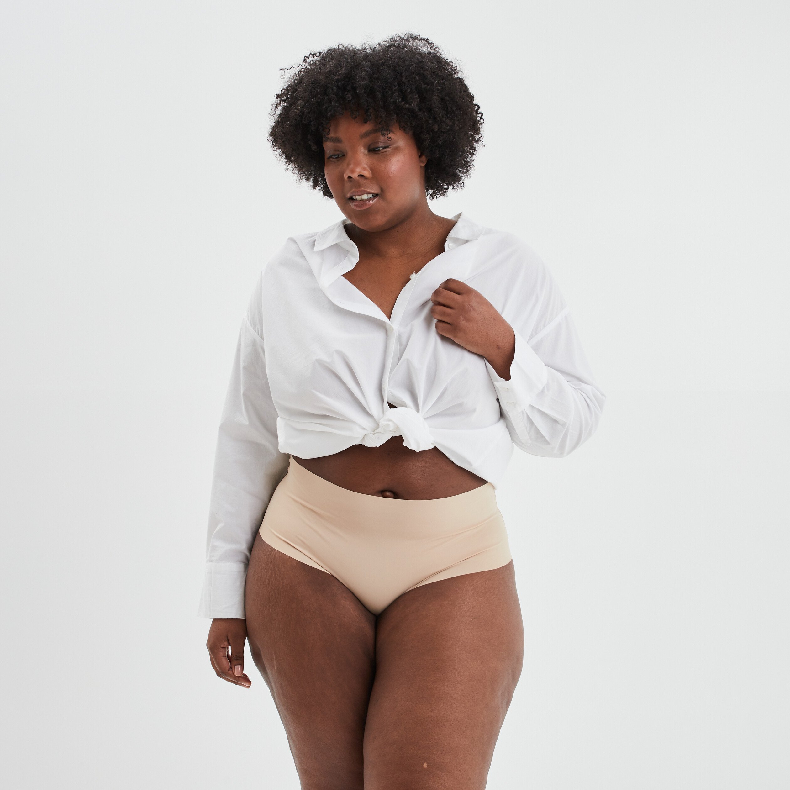 Culotte haute microfibre Modavista sable femme grande taille | La Halle