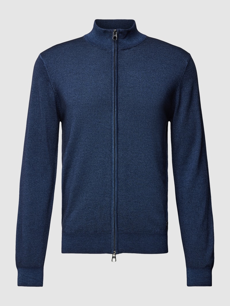 Strickjacke aus Lanawolle mit Zweiwege-Reißverschluss in blau