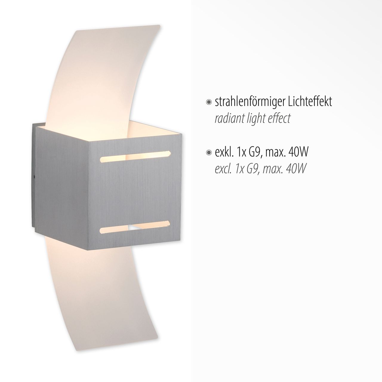 Paul Neuhaus 1-flammige Wandleuchte, Lichtaustritt oben und unten, aluminium ORMA