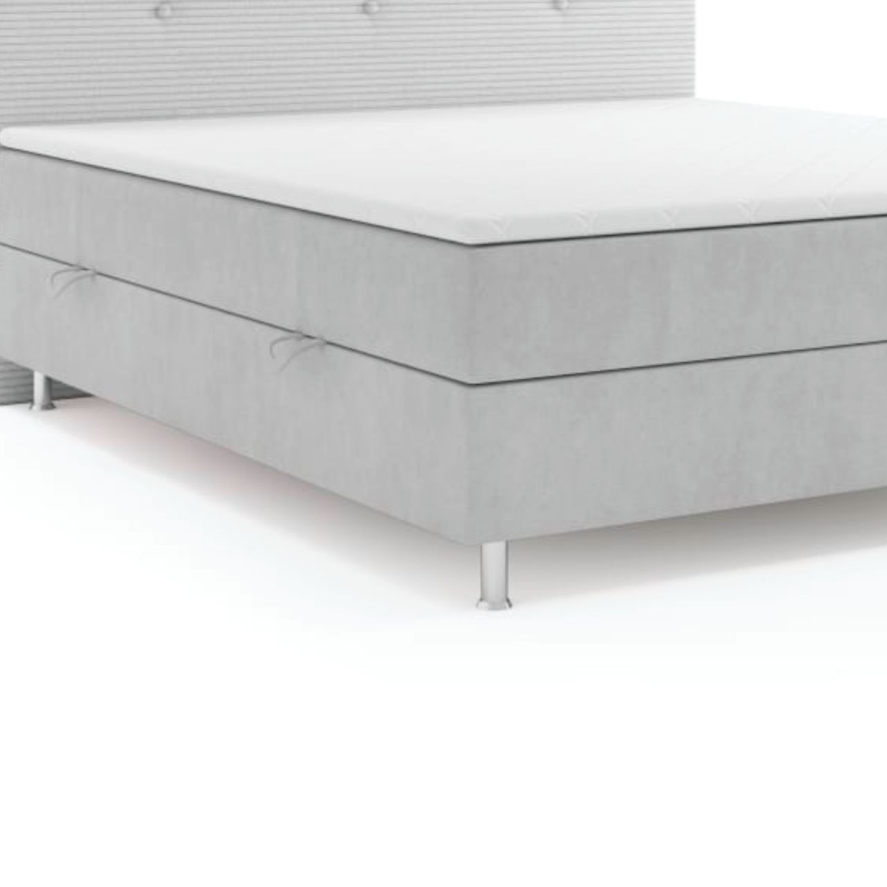 Möbel Punkt Boxspringbett RIO mit Bettkasten 180 x 200 cm Webstoff Grau Bett Bettkasten Topper