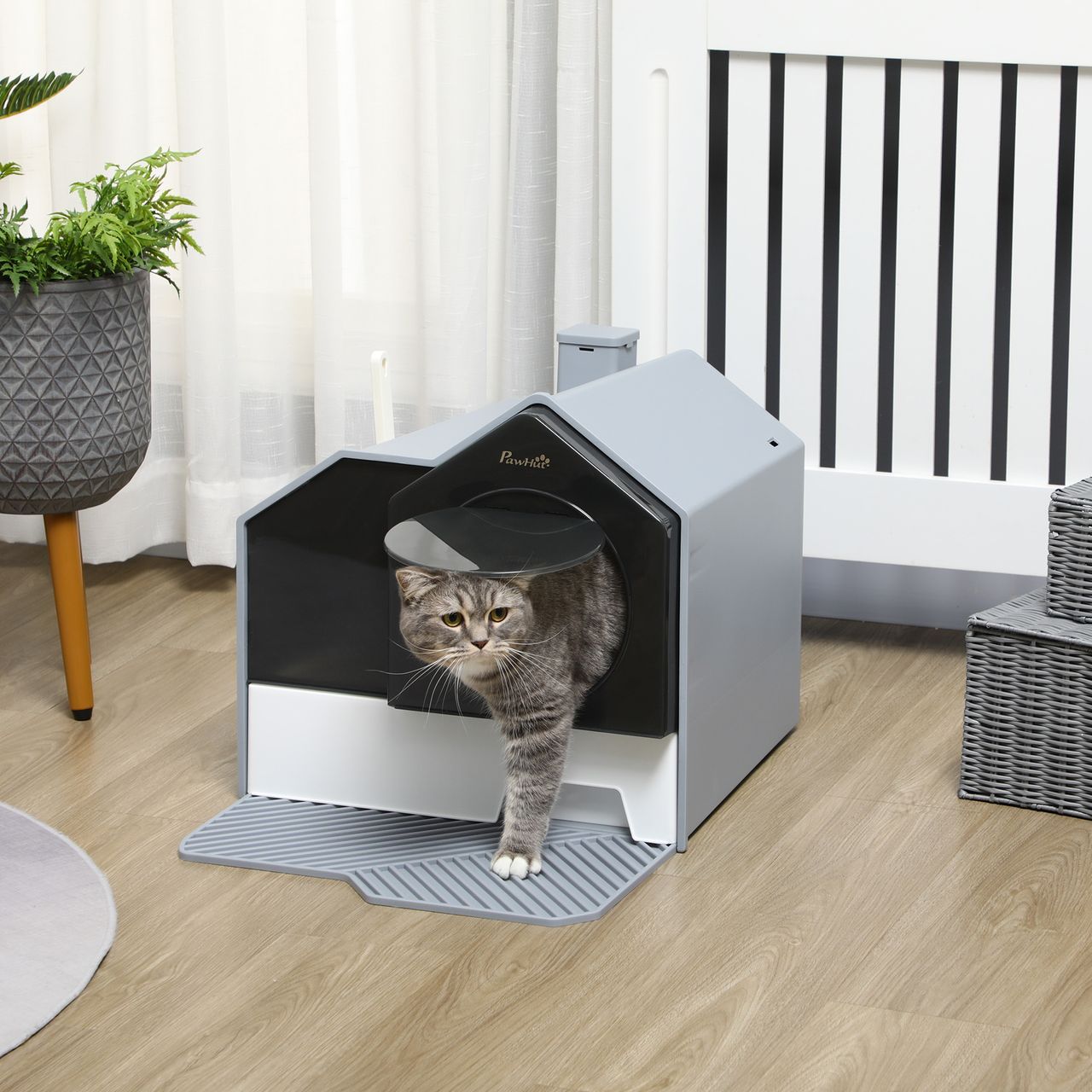 PawHut Katzentoilette Katzenklo mit Schaufel Filter für Katzen bis 8 kg Grau