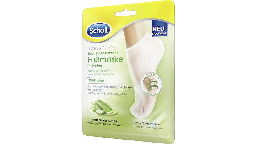 Scholl Expert Care Intensiv Pflegende Fussmaske in Socken Aloe Vera