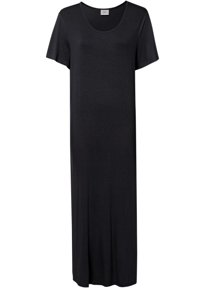 Bequem geschnittenes Shirt-Kleid mit Schlitz in Midi-Länge