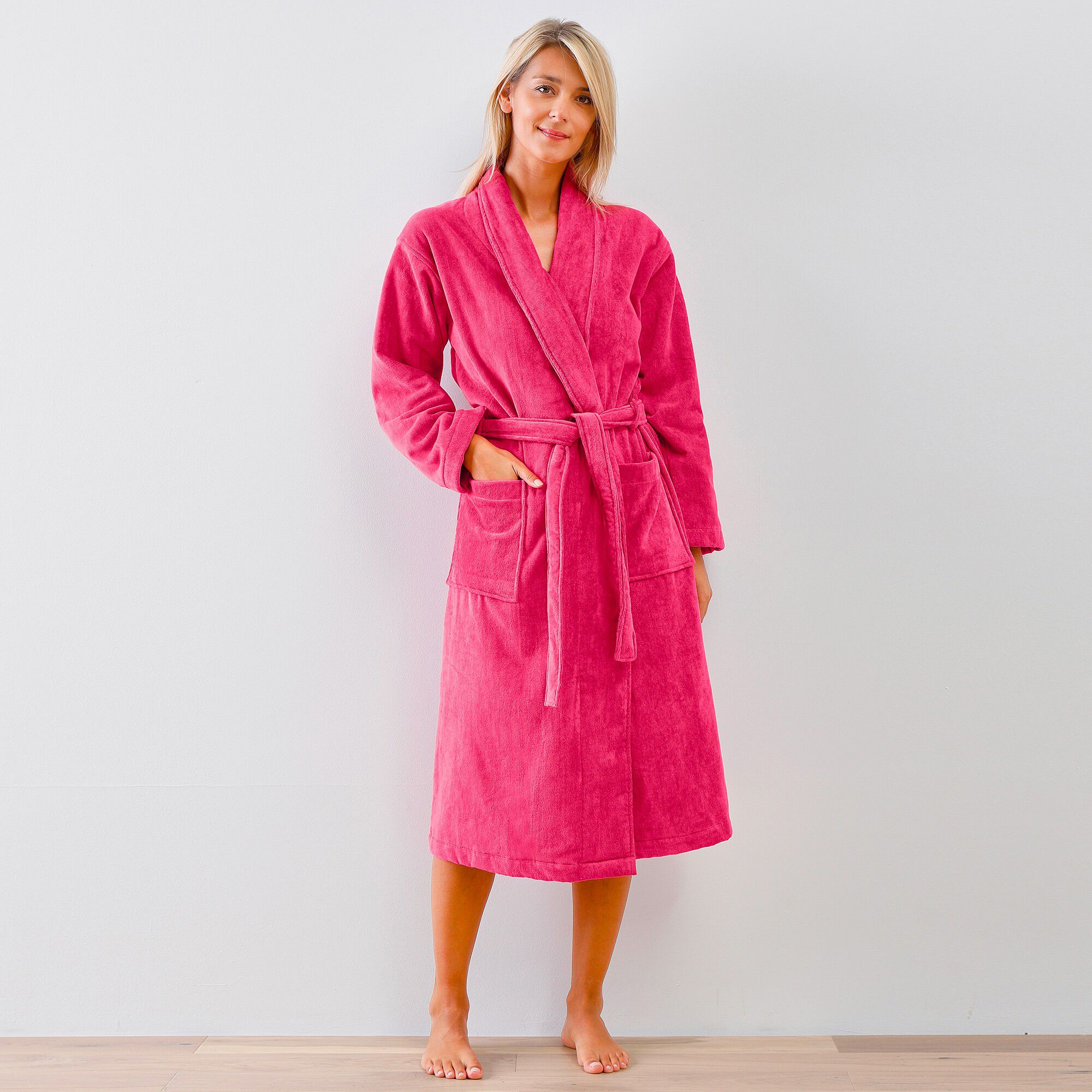 Peignoir mixte adulte éponge velours col châle