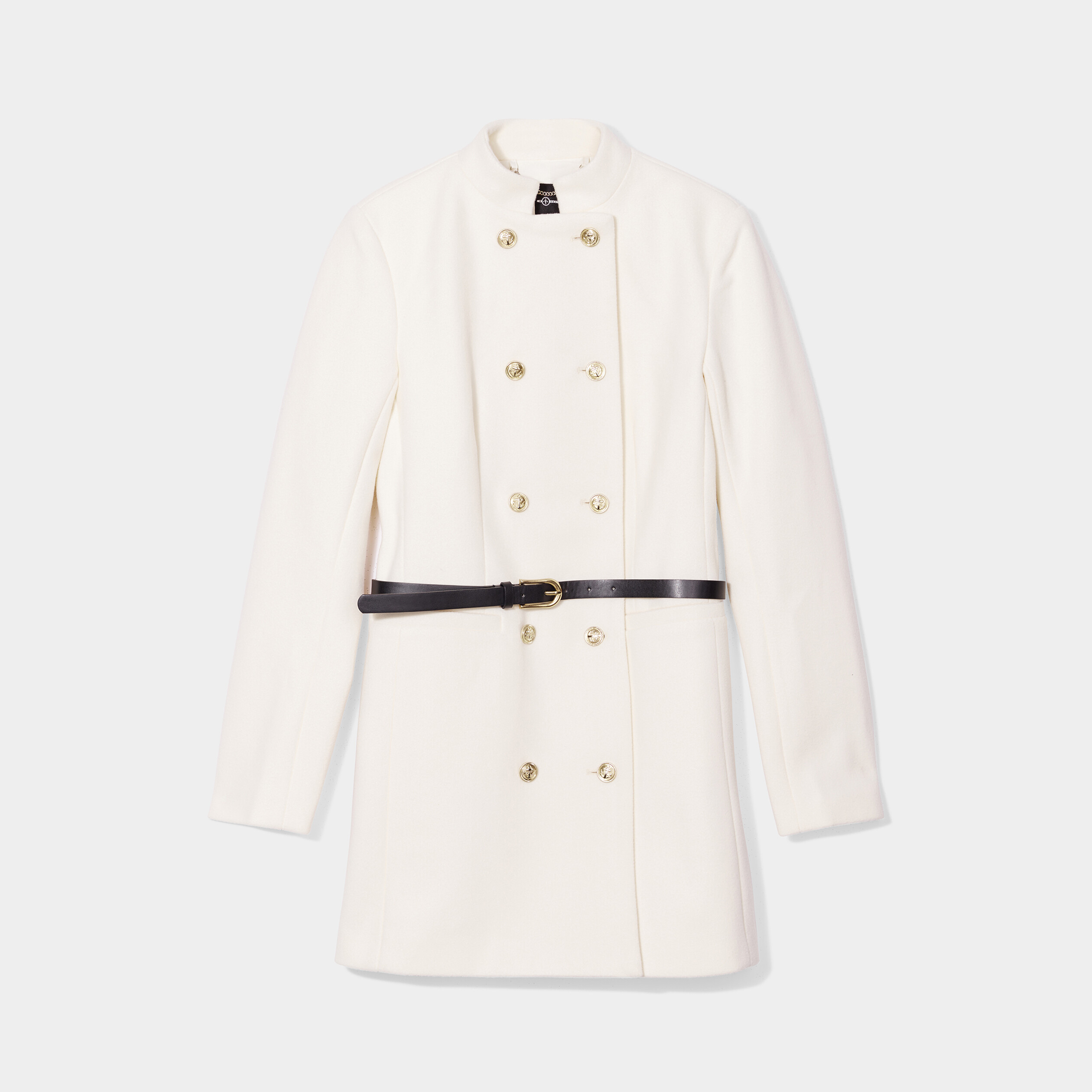 Manteau esprit officier avec ceinture ivoire femme | La Halle