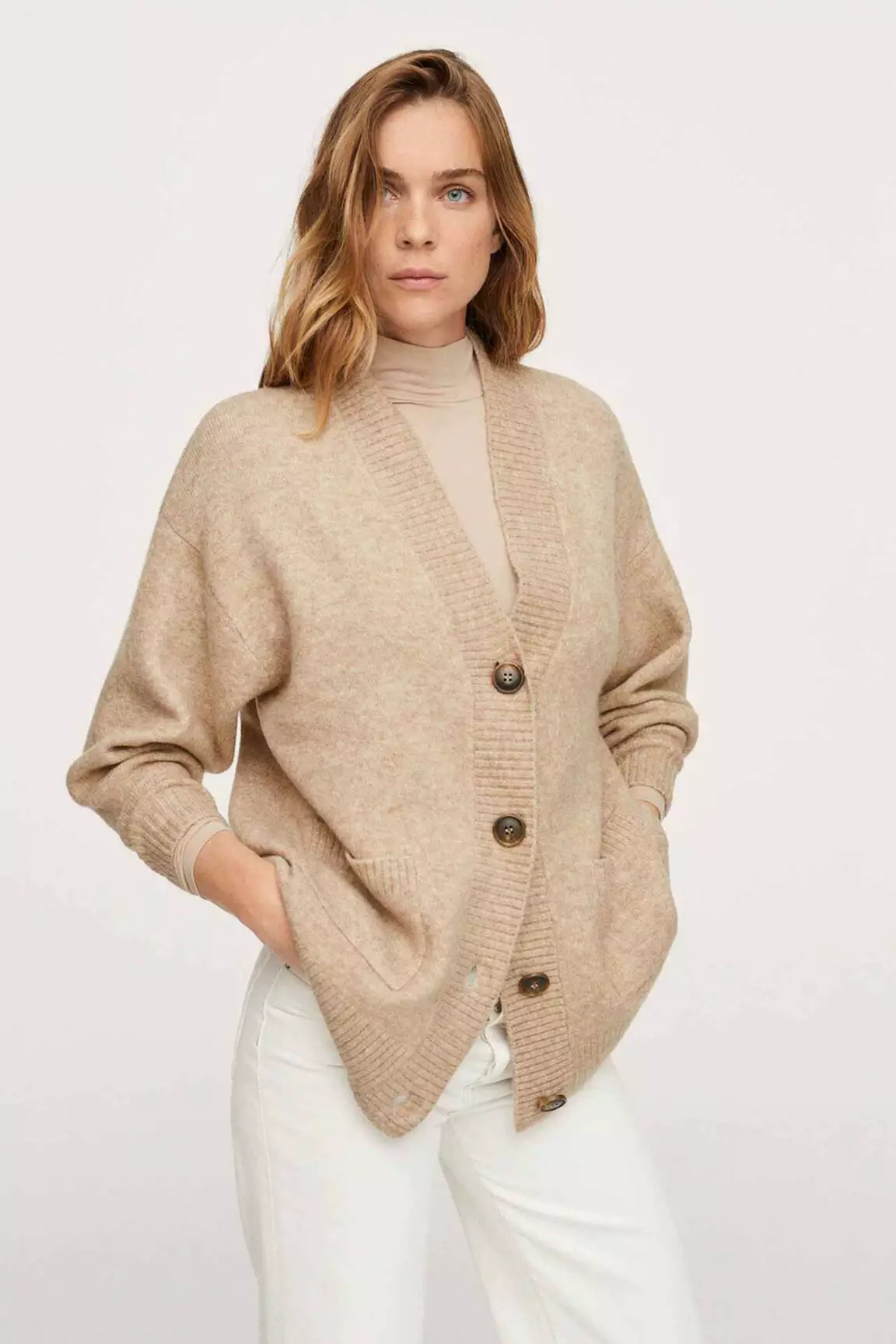Mango Fine Maille Femme couleur beige