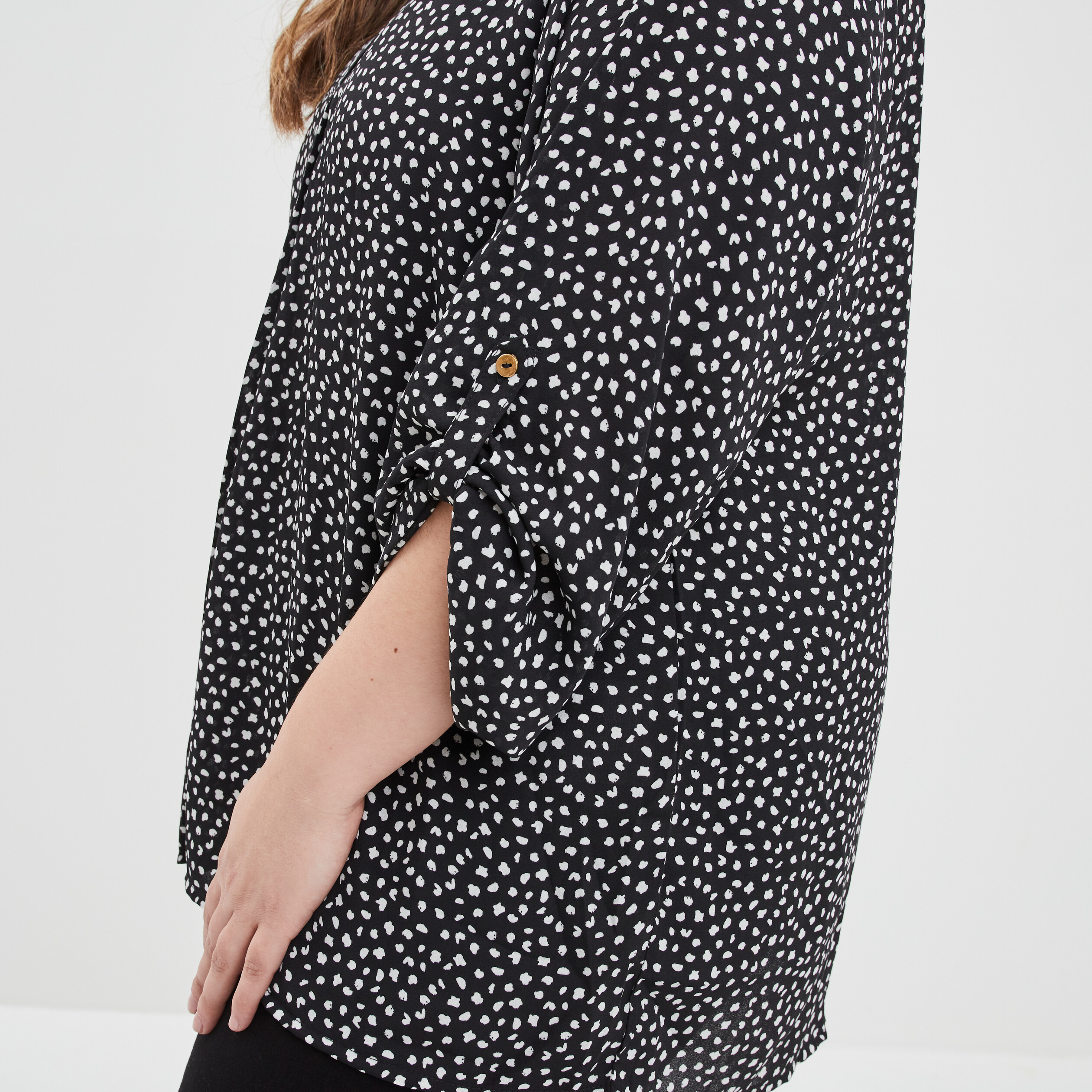Blouse manches 3 4 noir femme grande taille | La Halle