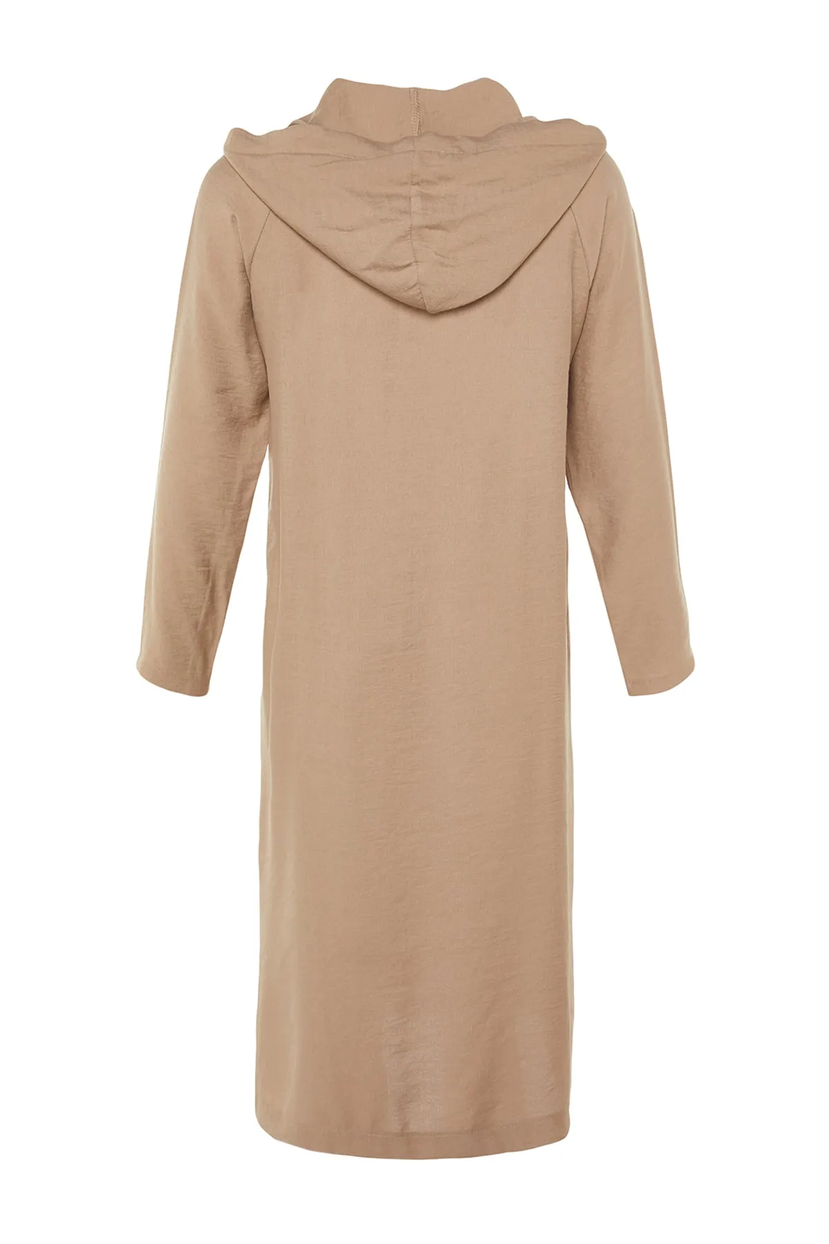 Trendyol Modest  Gewebter Nerzmantel mit Kapuze, Leinenoptik, Druckknopfverschluss, Ferace TCTSS21KF0002