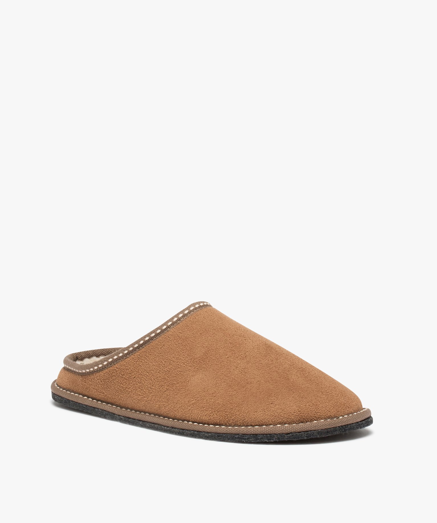Chaussons homme mules couvrantes en suédine unie marron | GEMO