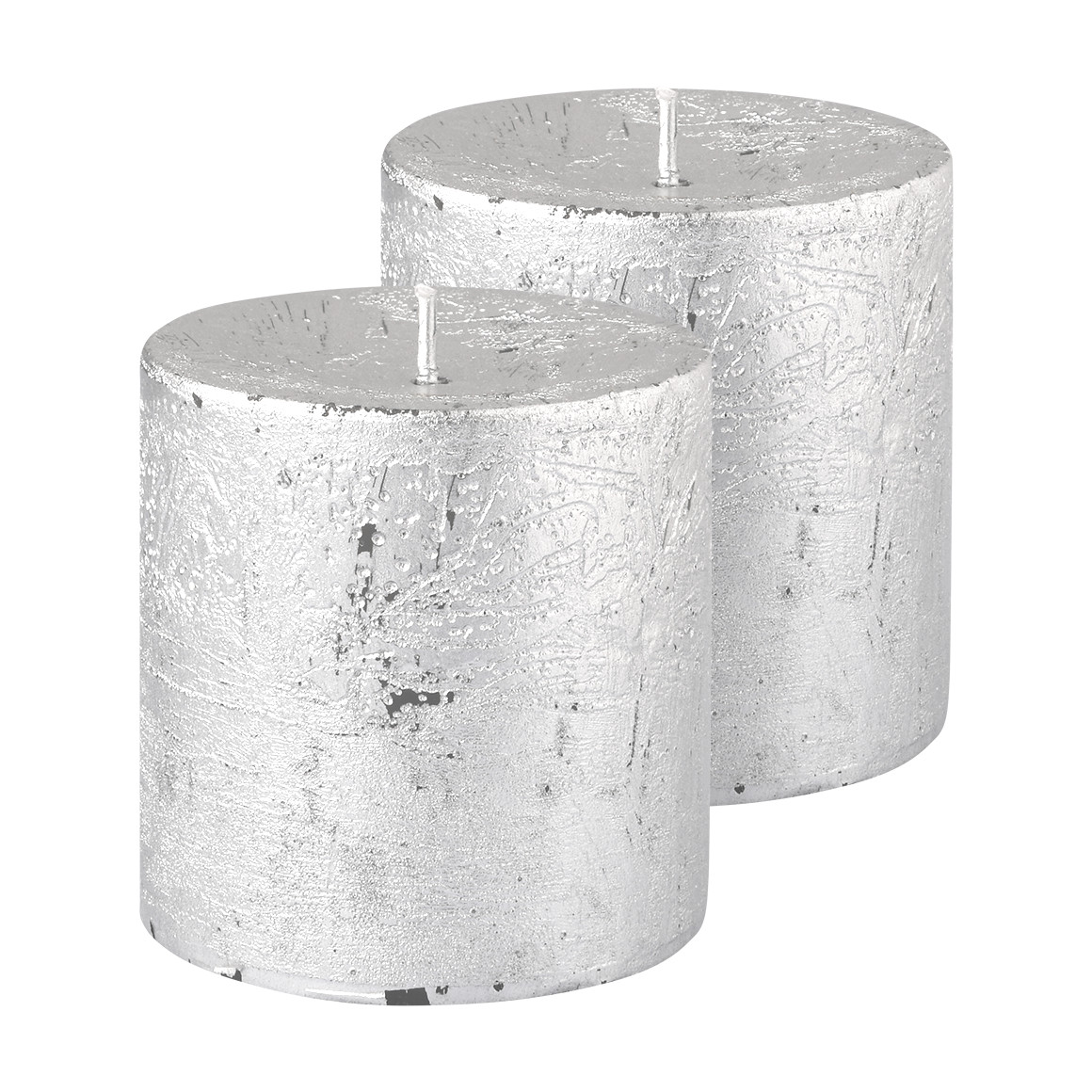 2 kleine Kerzen im Metallic-Look