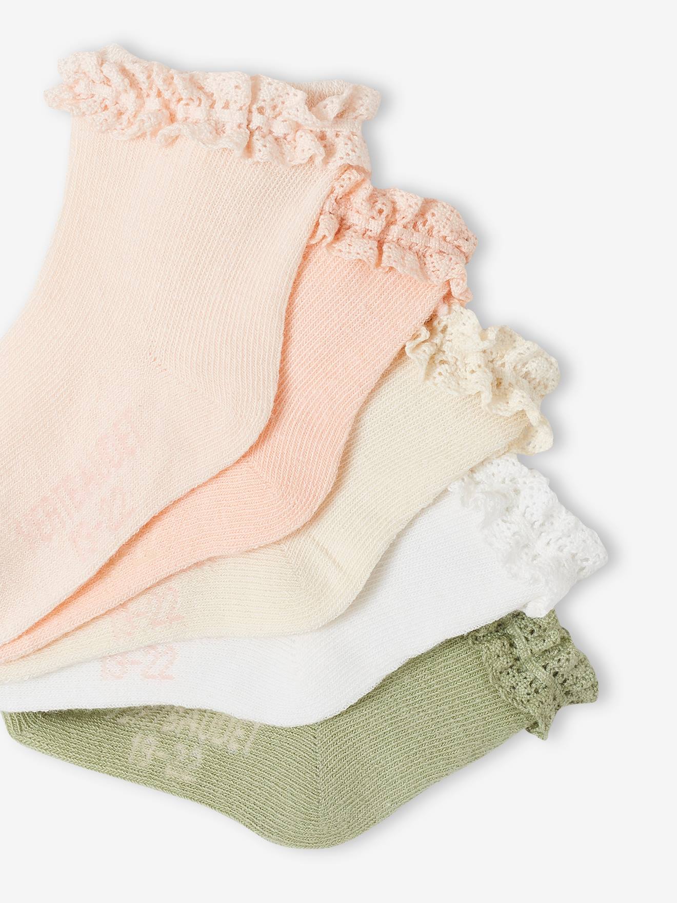 Vertbaudet 5er-Pack Mädchen Baby Socken Oeko-Tex - pfirsich