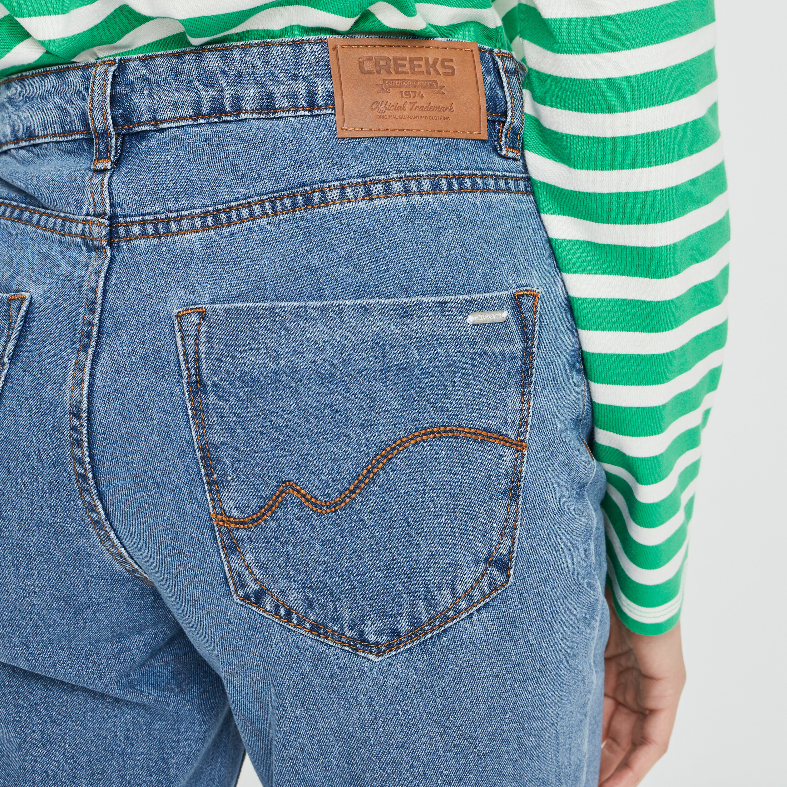Jeans straight taille haute denim double stone femme | La Halle