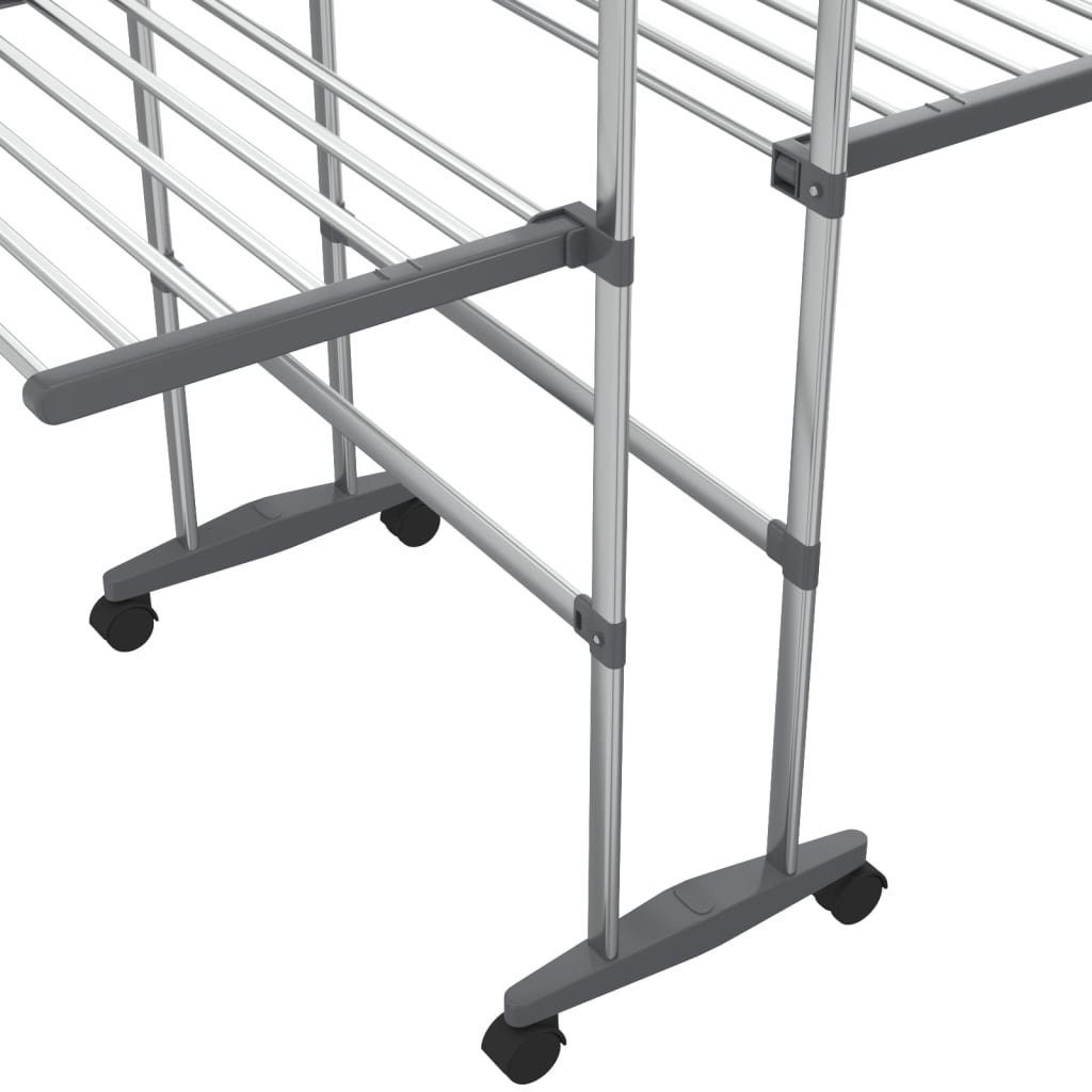 DOTMALL Wäscheständer Wäscheständer 3 Etagen mit Rollen Silbern Aluminium Langlebig Stabil