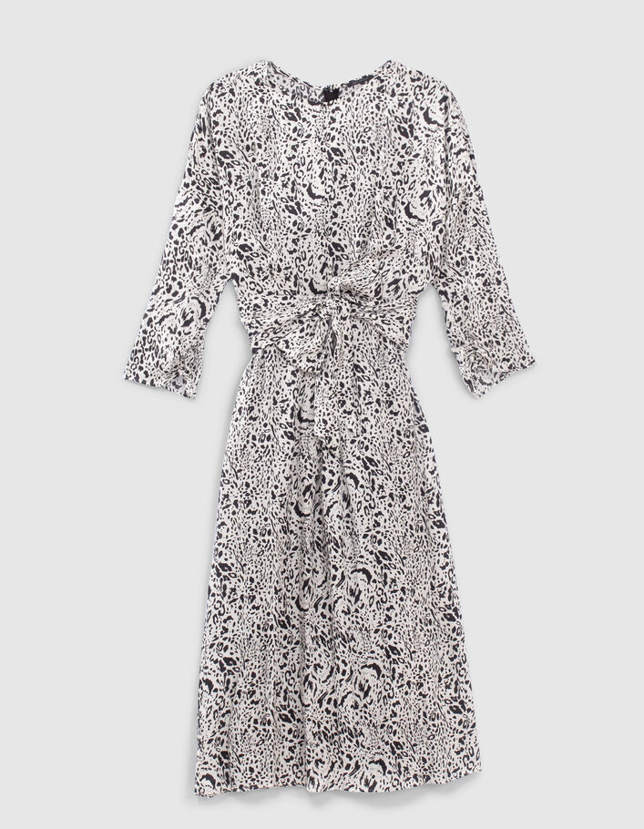 Robe midi blanc cassé imprimé animalier Femme