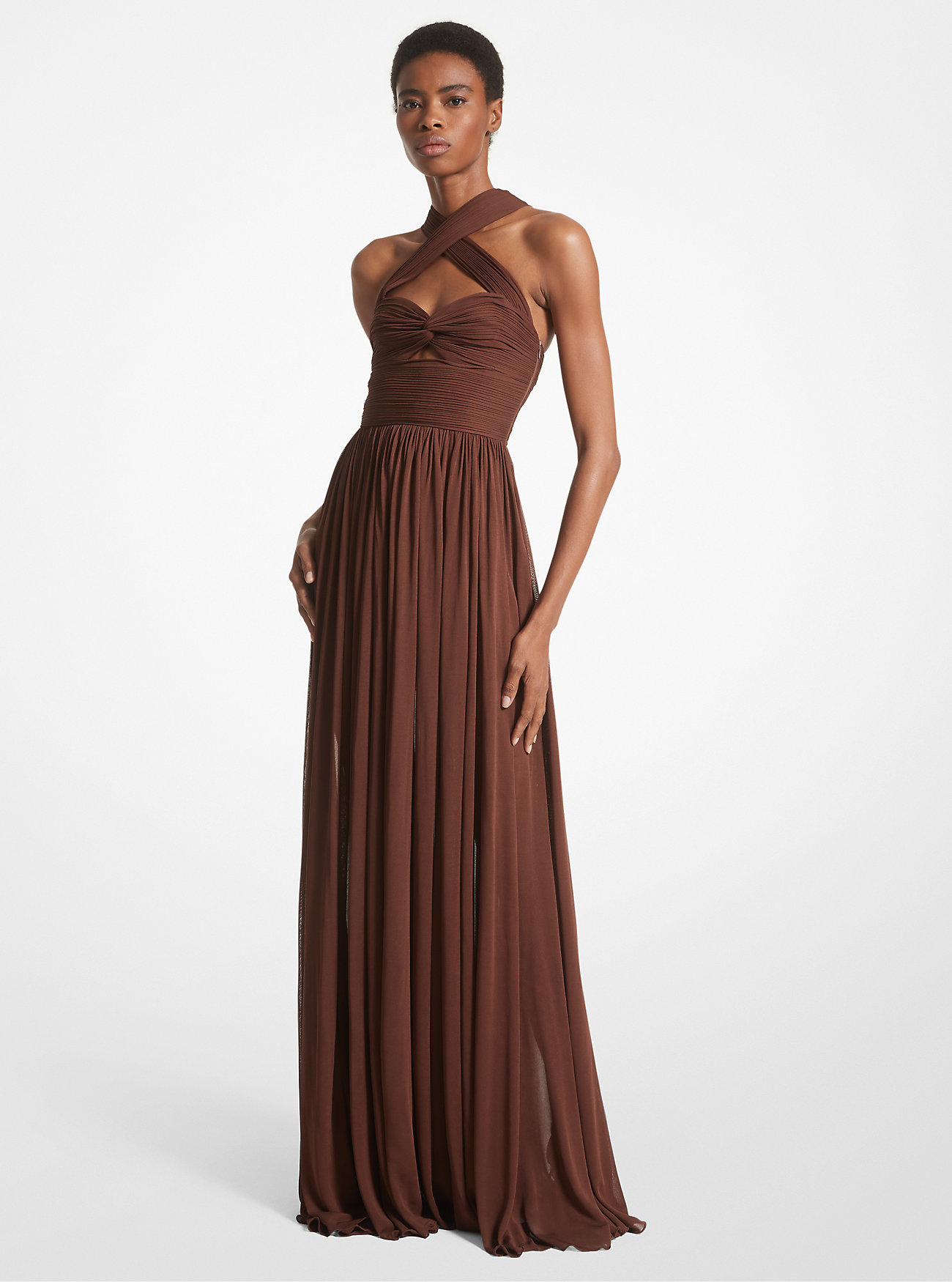 Chiffon Jersey-kjole med kryssforside - NUTMEG