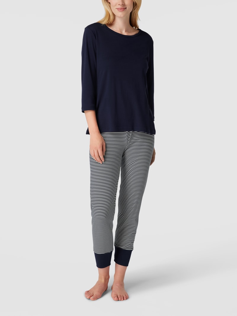 Pyjama in Streifenmuster Modell 'Paula' in marineblau