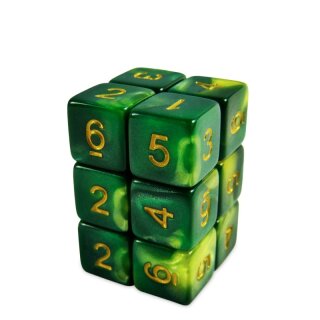 Spielwürfel W6 - Grün Marmor 16 mm (12)