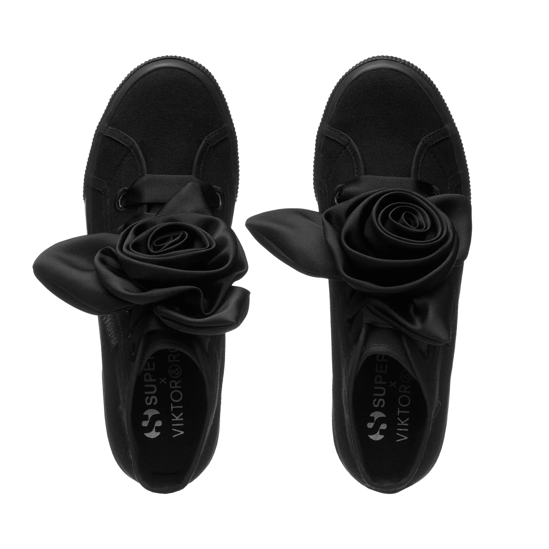 2708 HI TOP BIG SATIN ROSE-TOTAL BLACK
