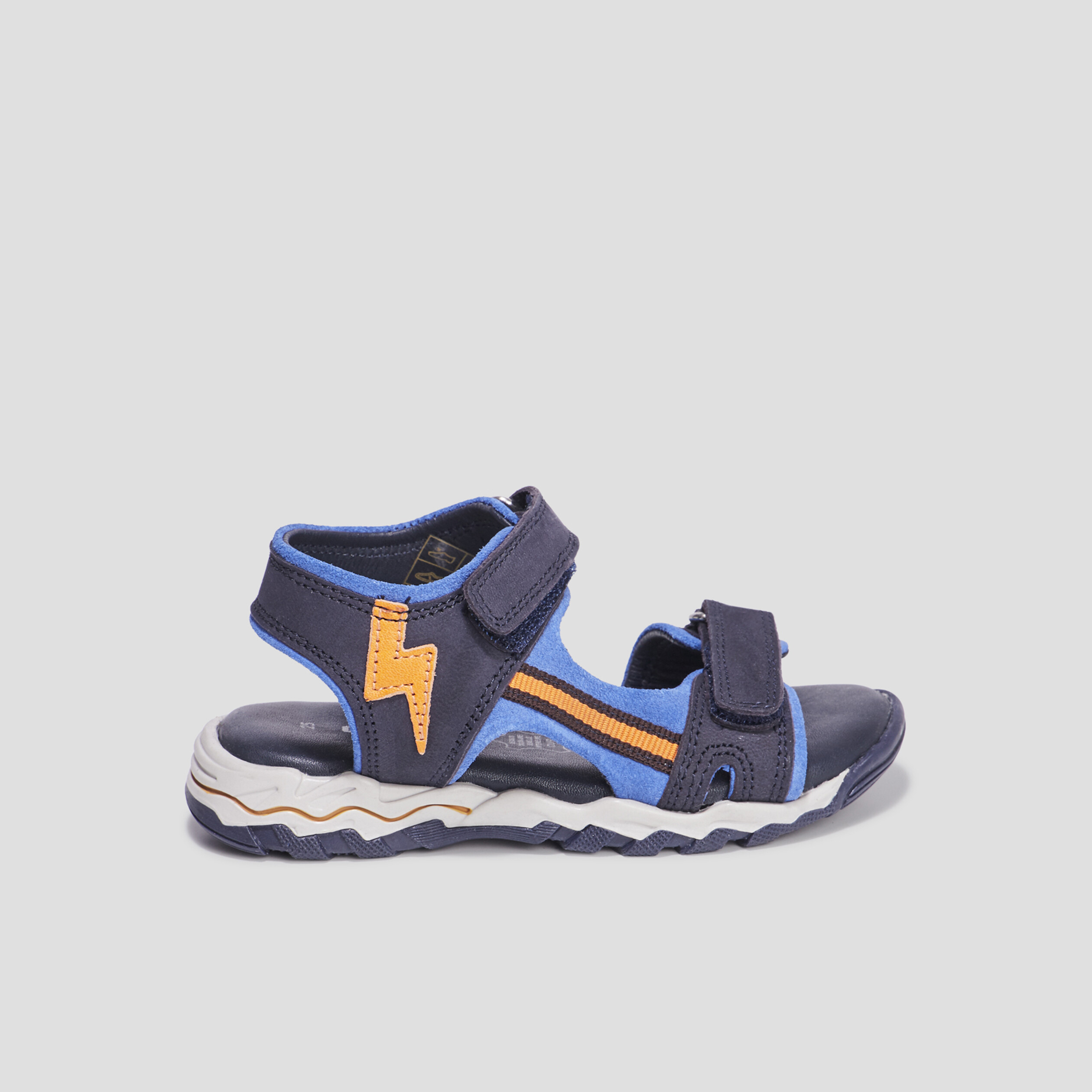 Sandales à scratchs en cuir Creeks Polis bleu marine garçon | La Halle