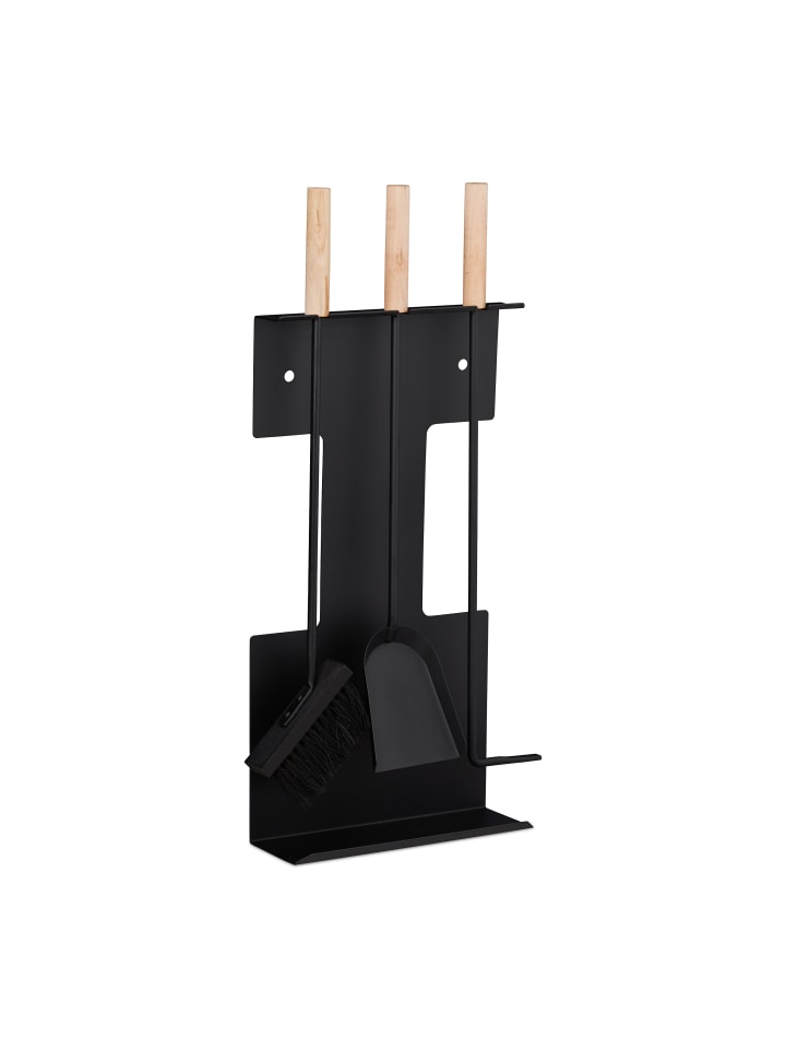 relaxdays 4 teiliges Kaminbesteck in Schwarz günstig kaufen onesize