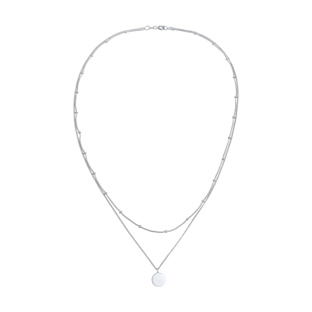 Elli Elli Collier Pendentif femme plaque de base 2 couches en argent 925 sterling collier