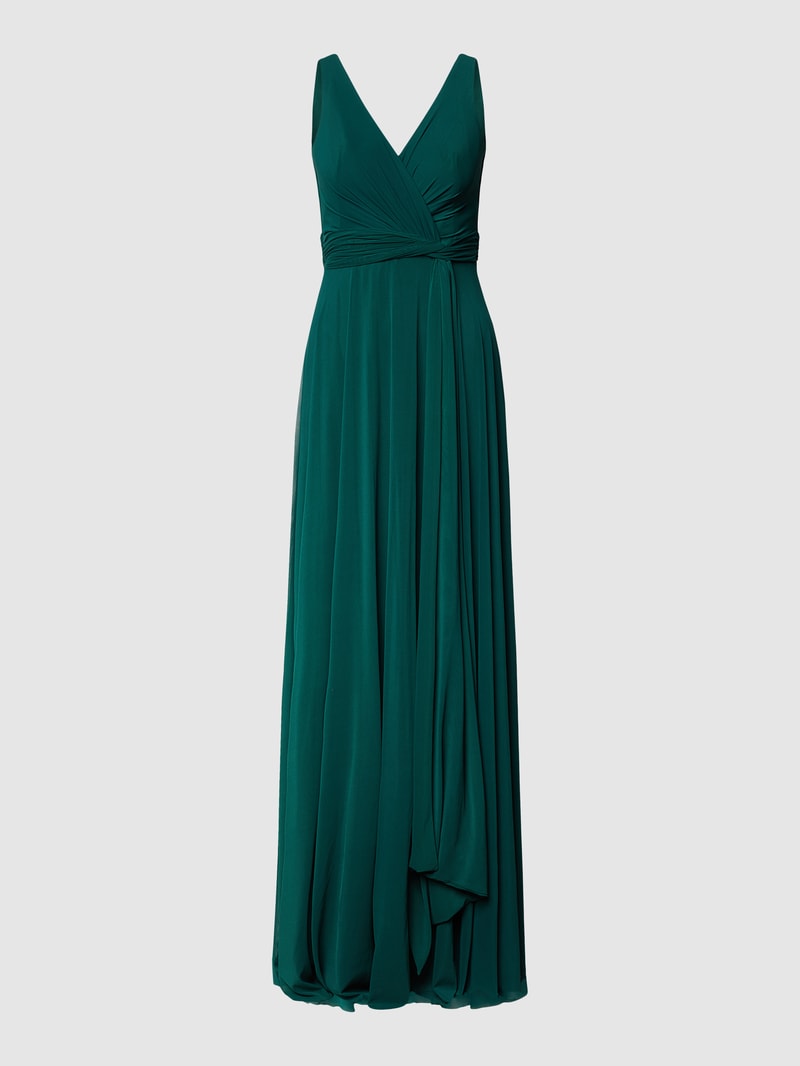 Abendkleid mit Taillenband in smaragdgrün