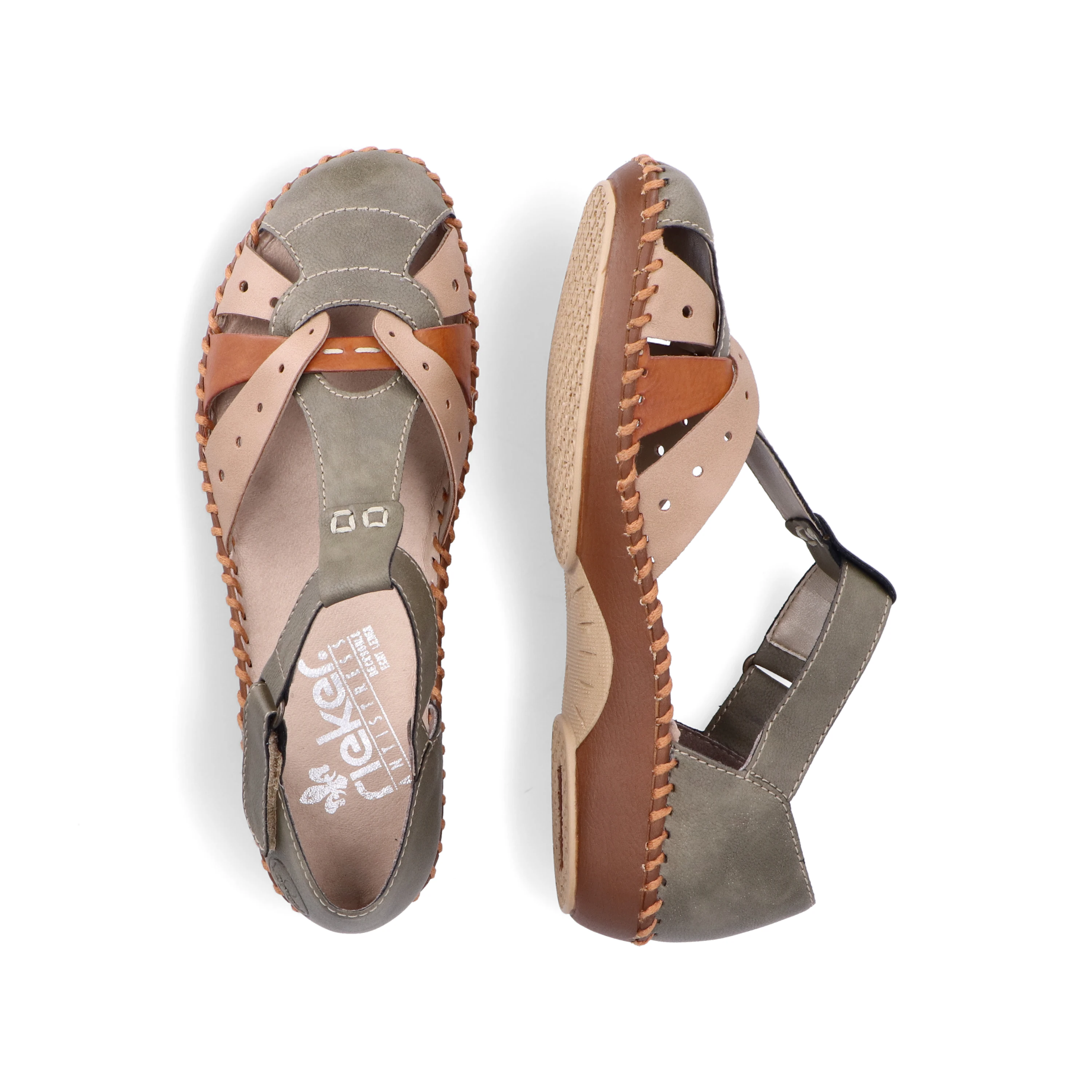 Rieker Damen Riemchensandalen mintgrün-beige