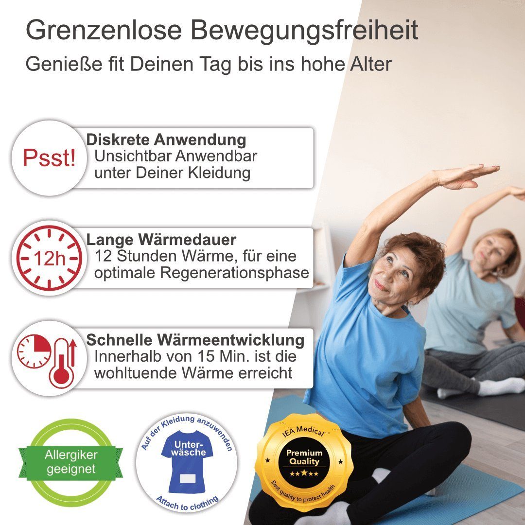 IEA Medical Wärmepflaster Wärmepflaster, Körperwärmer, Rückenwärmer, Bodywärmer, Tiefenwärme (Komplettset, Set), selbstklebend, selbst-aktivierend, sofort einsetzbar, 12 Stunden Wärme