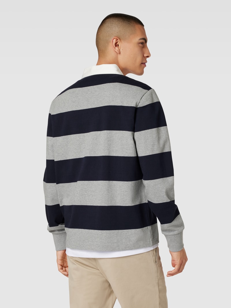 Sweatshirt mit Streifenmuster Modell 'SHIELD' in mittelgrau meliert