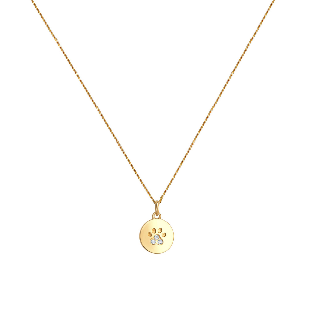 Elli Elli Collier Femmes Patte Plaquette Chien Chat avec Cristaux en Argent Sterling 9 collier