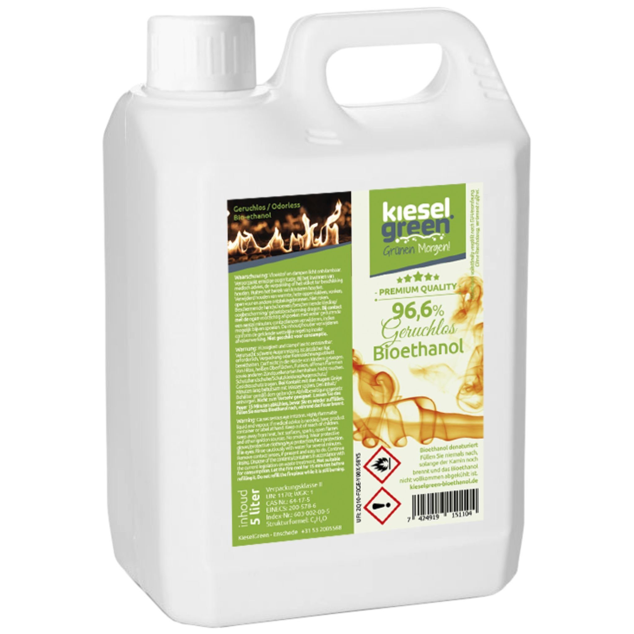 KieselGreen Bioethanol KieselGreen Bioethanol 5/10/25/50 Liter mit Duft für Ethanol-Kamin, 5 l