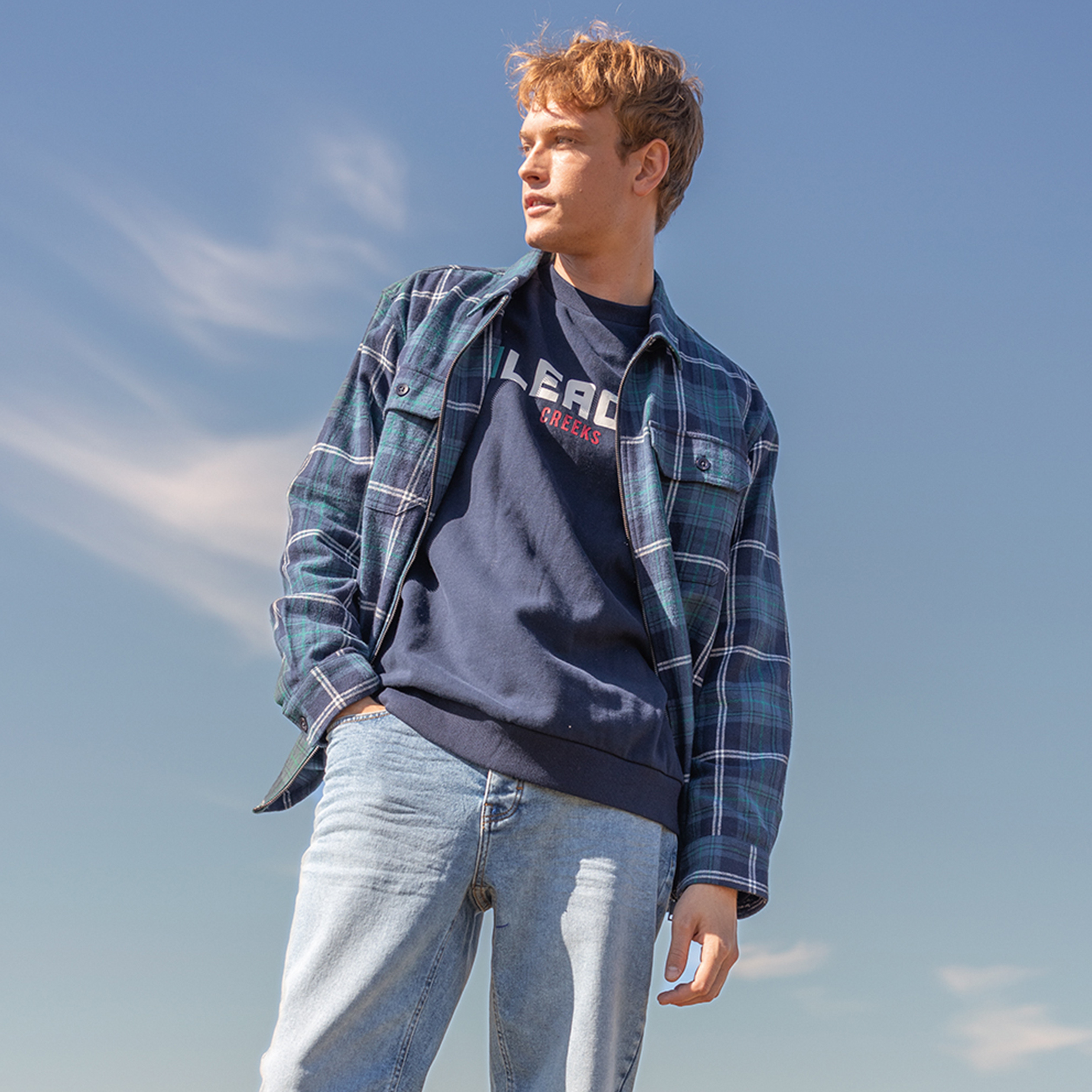 Chemise droite manches longues Creeks bleu marine homme | La Halle
