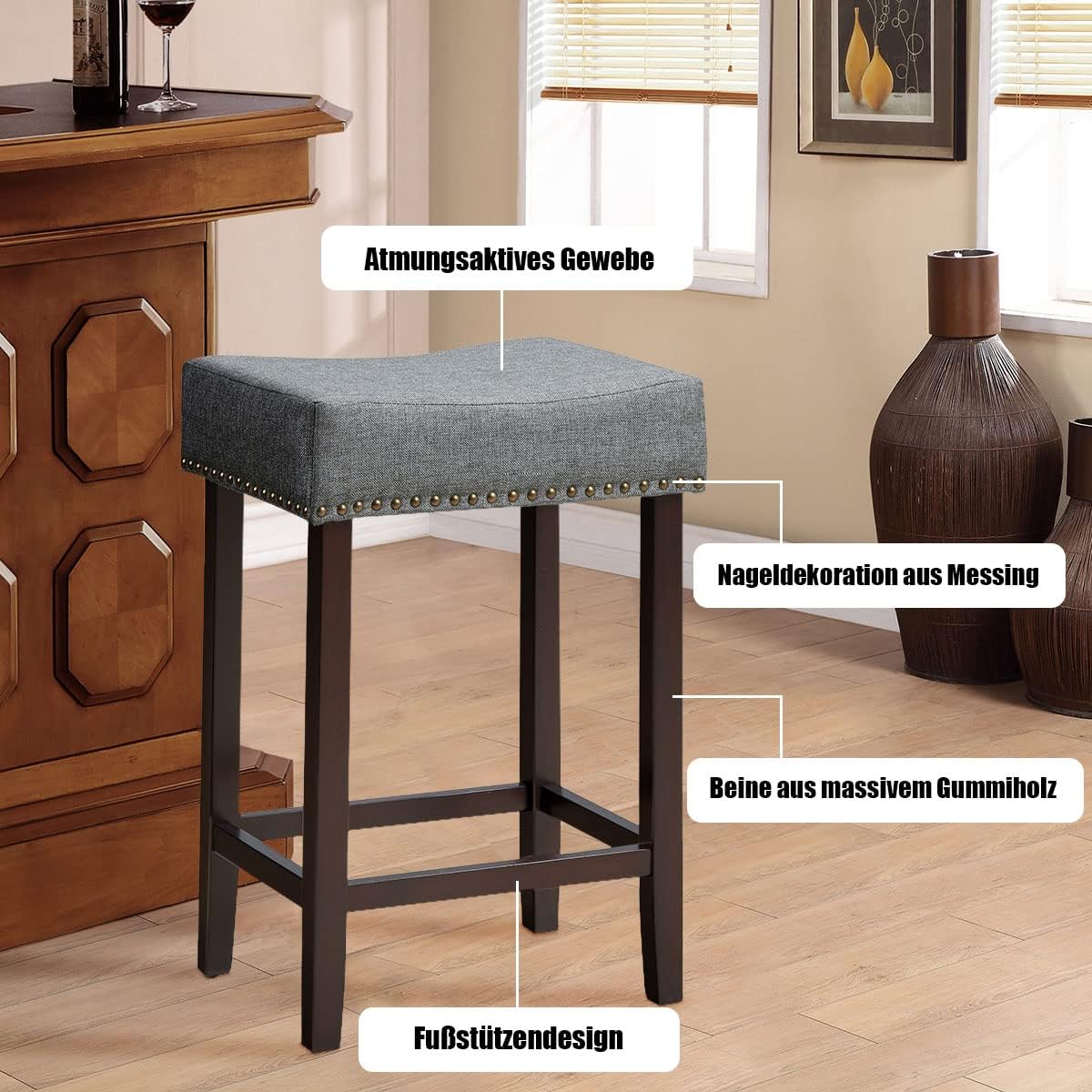 Costway 2er Set Barhocker Hochhocker, Thekenhocker ohne Lehne
