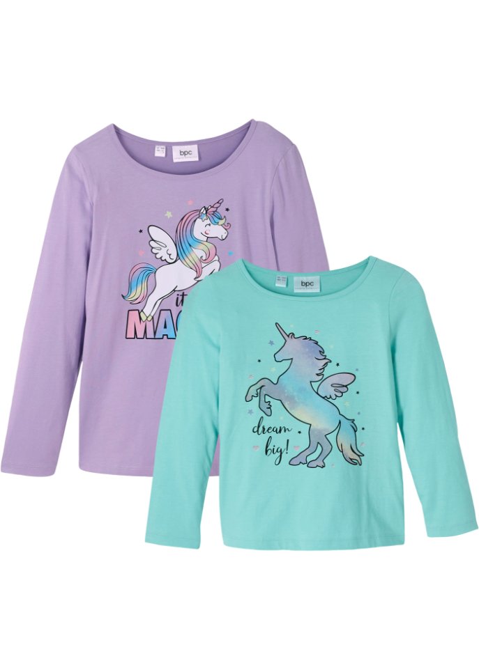 Mädchen Langarmshirt (2er Pack) aus Bio-Baumwolle