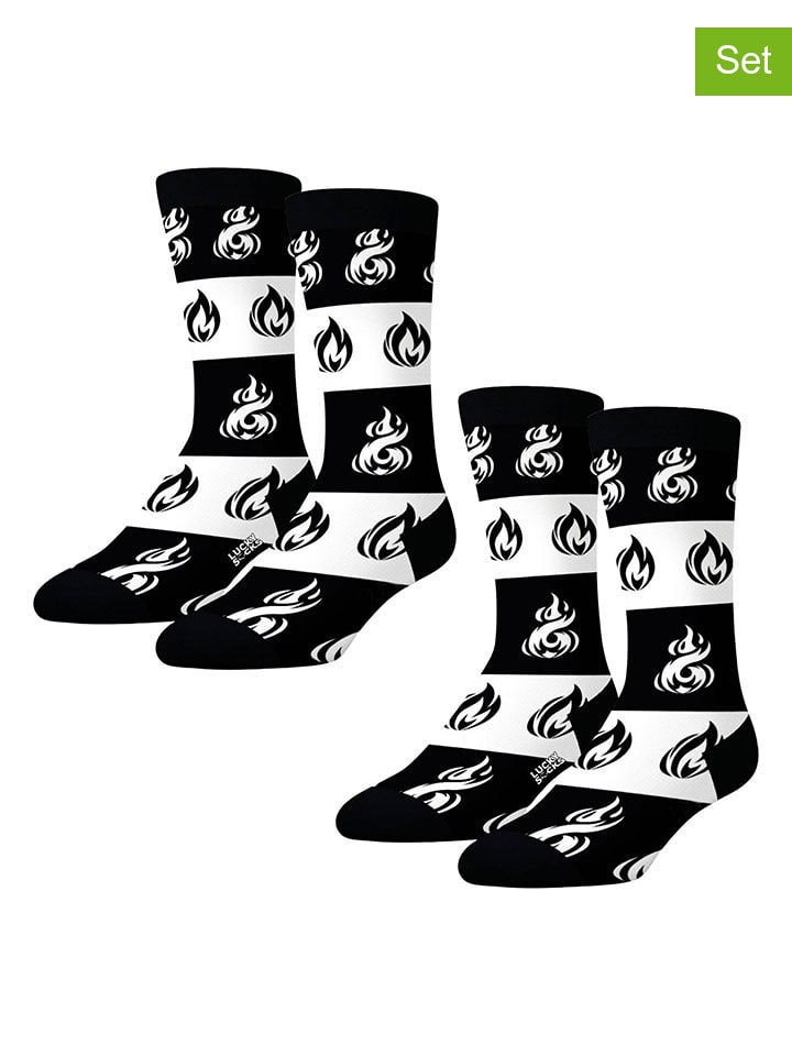 Lucky Socks 2er-Set: Socken in Schwarz/ Weiß günstig kaufen